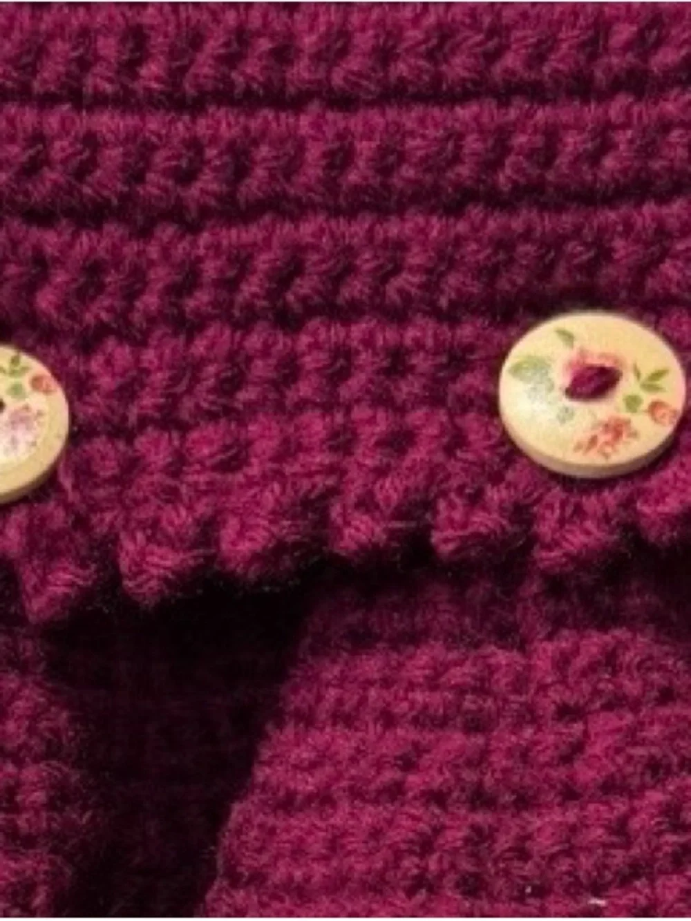 Handmade Crochet Hanging Kitchen Towel Burgundy Floral Utensils